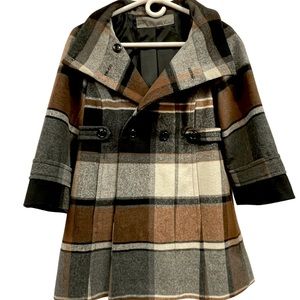 Plaid Hooded Double Breasted Coat